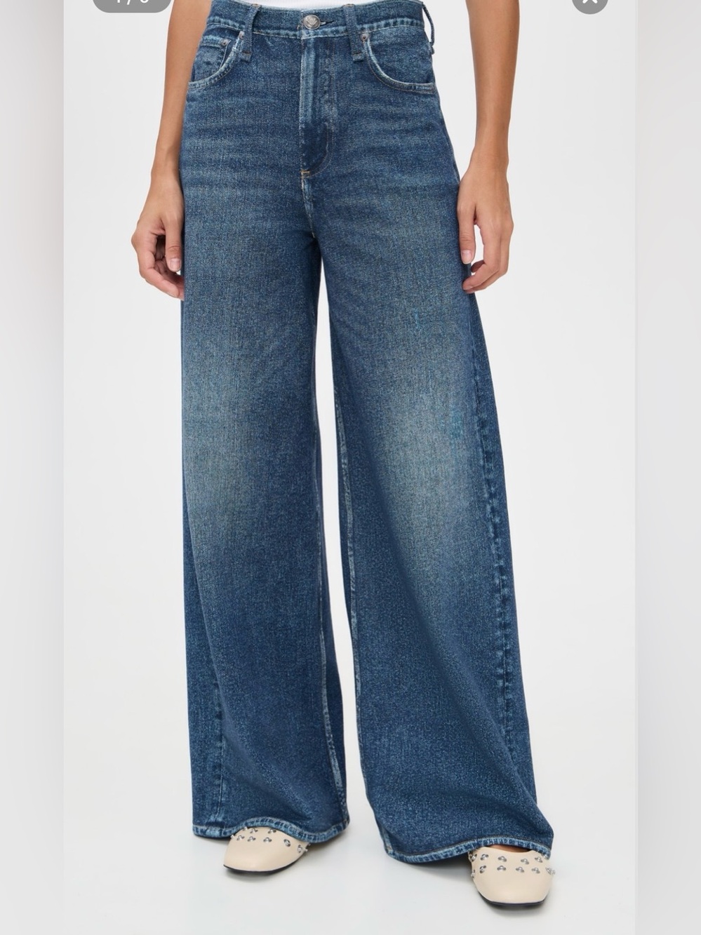 rag & bone Sweatpants Wide-Leg Jeans in Medium Blue Wash